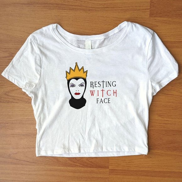 RESTING WITCH FACE Evil Queen Crop Top Tee - Picture 2 of 2